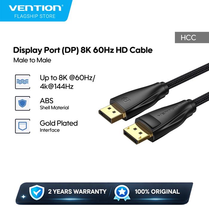Gambar Vention Kabel Display Port DP Male to Male 4K 8K UHD HDR 240 144Hz - HCC - BLACK, 1.5M dari Vention By Andalan Kota Administrasi Jakarta Utara Tokopedia