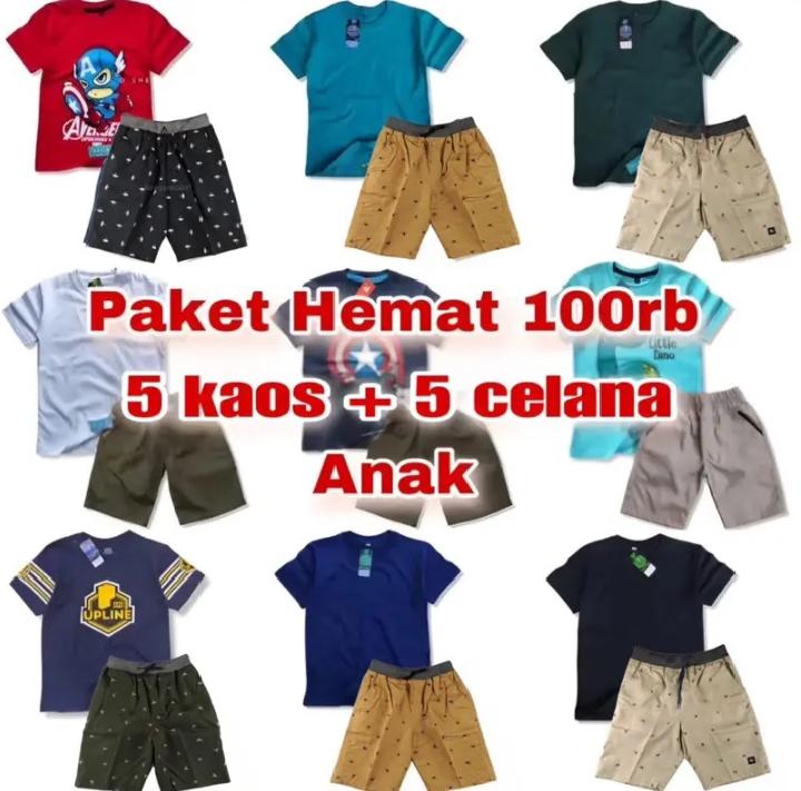 Stelan Kaos Anak Laki Laki  Usia 1-12 Tahun Ready Stok Setelan Celana Motif Fashion 0
