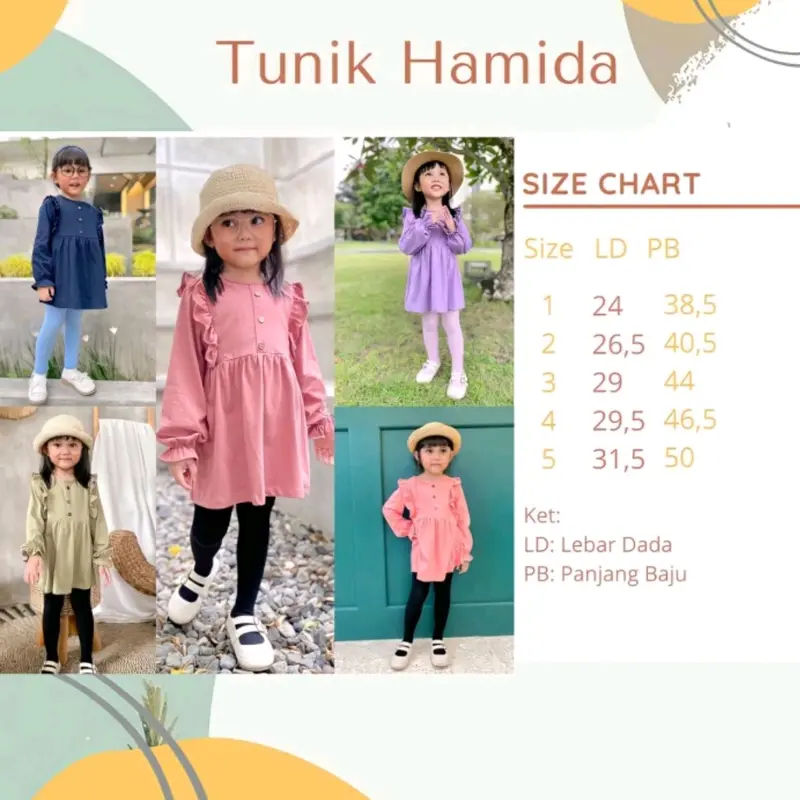 tunik hamida /tunik anak perempuan 4-12 tahun/ bahan ceringkle/ terbaru dan kekinian 6