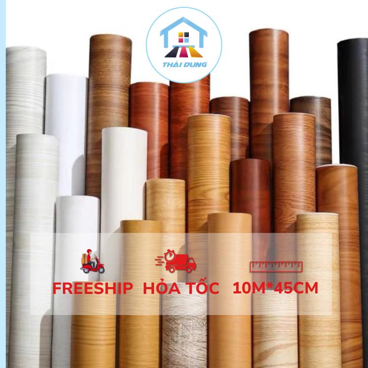 Giấy dán tường vân gỗ nhiều mẫu đẹp có keo sẵn cuộn dài 10m x 45cm