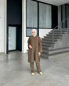 MORU KEIN - KEEVA Set tunik setelan wanita linen premium atasan formal celana panjang casual