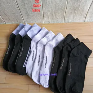 Paket 3 pasang dan 6 pasang kaos kaki anak SD SMP SMA - kaos kaki hitam putih pendek/Kaos Kaki sekolah Seragam Fashion