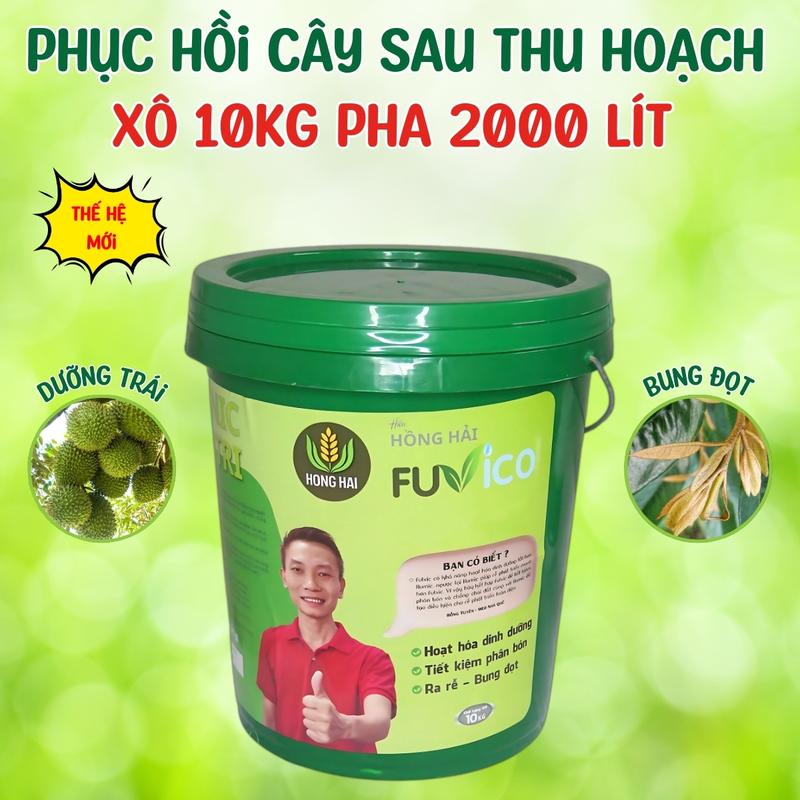Phân bón rễ hữu cơ Fuvico tiết kiệm hơn 10-15% NPK, cải tạo đất, hạ phèn nhanh, cây sung, rễ khỏe, bung đọt, xanh lá, dày lá (xô 10kg pha 2000 lít)