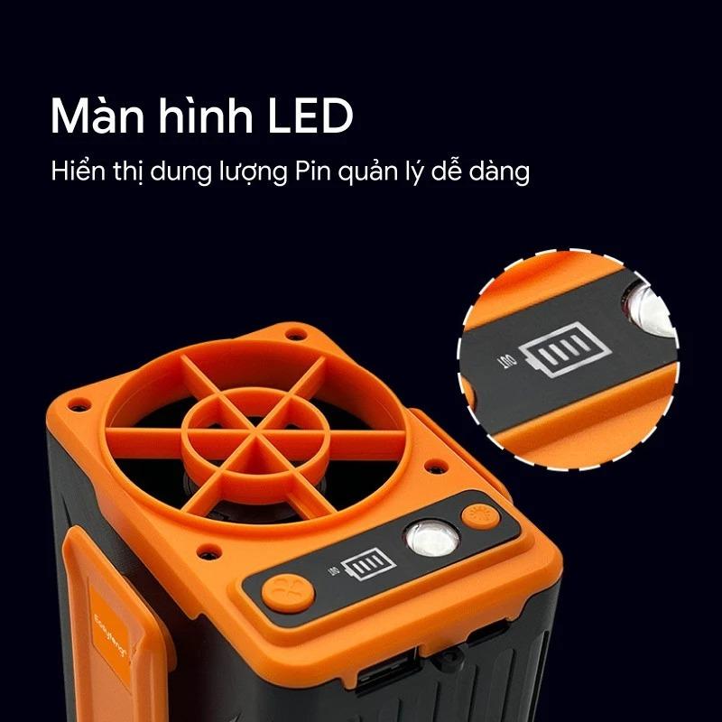 Quạt tích điện kẹp thắt lưng 4 tốc độ gió siêu mạnh kiêm sạc dự phòng và đèn pin siêu sáng, Quạt kẹp hông công suất lớn, Quạt điều hoà, Quạt đeo thắt lưng, Quạt đeo cổ 5