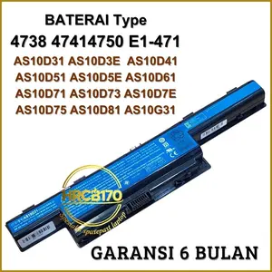 Baterai Compatible For Type Aspire 4253 4352 4738 4739 4741 4738 SERIES AS10D31 NEW - HRCB