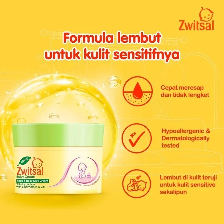 ZWITSAL BABY FACE AND BODY CARE CREAM - CHAMOMILE & VITAMIN E 50 G Bayi zw its Floral Antiseptik 4