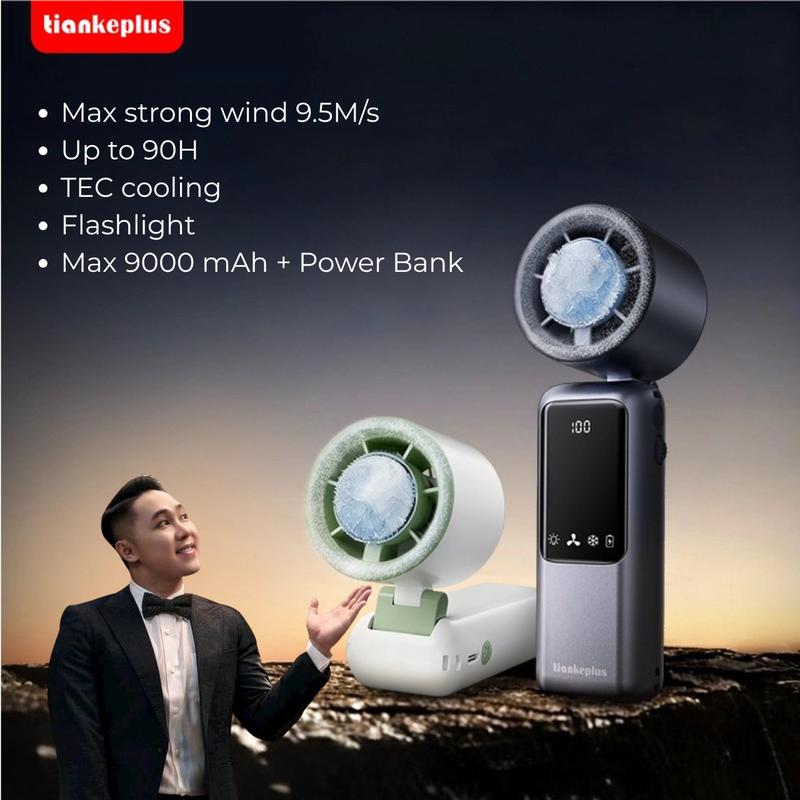 [ Siêu Deal Mừng Đại Lễ ] Tiankeplus x VinhBanhBo Quạt TF50 Max 9000mAh – Quạt Cầm Tay Pin Trâu, Gió Siêu Mạnh, Có Làm Mát, Đèn Pin & Sạc Dự Phòng, Gập Gọn Tiện Lợi.