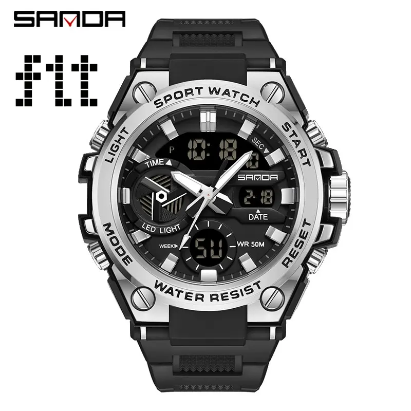 Male students, teenagers, fashion trends, military trends, men's multifunctional luminous waterproof electronic watch[No box]