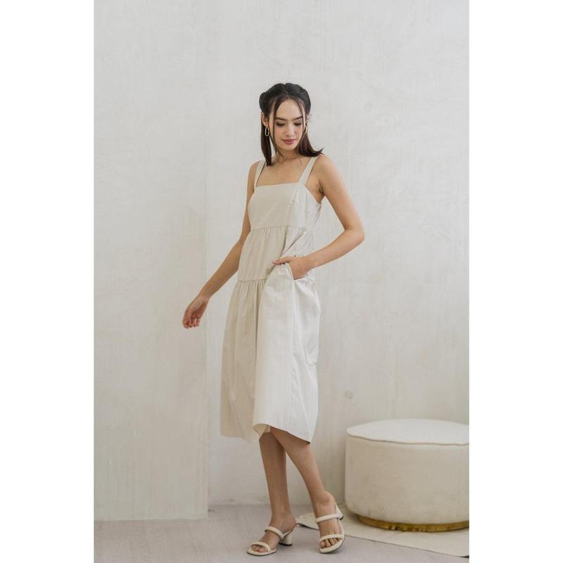TSW Jean Tiered Midi Dress in Sand 5