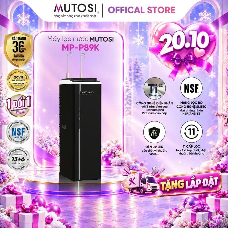 Máy Lọc Nước Điện Giải Ion Kiềm Hydrogen Nóng Nguội Lạnh MUTOSI MP-P89K