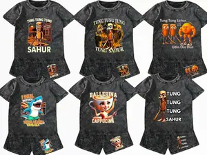 Kaos Anak Tung Sahur vs Udin Din Dun Setelan Wash usia 2 sampai 10 th Perempuan Laki-Laki Bunda Parsel