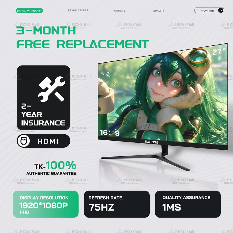 Dragon Màn hình gaming trực tiếp 27 inch 75Hz tấm nền 1K cao tốc chuyên dụng cho game FPS như PUBG và Valora