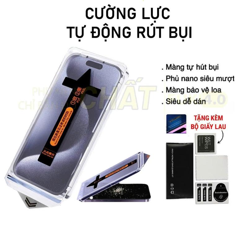 Cường Lực Iphone Kingkong Có Khung Tự Dán, Tự Hút Bụi Dành Cho Iphone X Xs XsMax 11 12 13 14 15 16 17 Promax Plus Pro Air