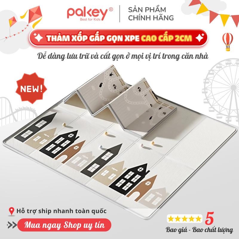 NEW Thảm Xốp Pakey Gấp Gọn Cao Cấp 2cm XPE Chống Thấm Nước & Chống Trơn Trượt Cho Bé Họa Tiết Xinh Xắn