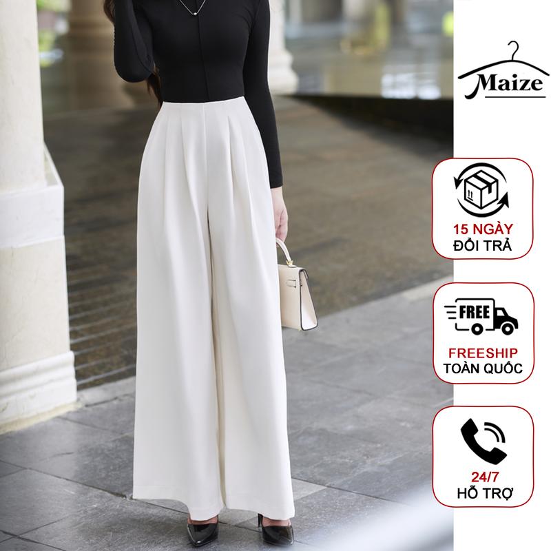 Quần tây lưng cao bản to xếp ly ống suông rộng 38cm vải Gold Nhật siêu rủ chống nhăn 2 phiên bản 93cm và 100cm