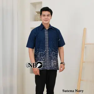 Batik pria lengan Pendek Kemeja batik motif baru Sutena Mahogany - Emerald - Burgundy - Navy