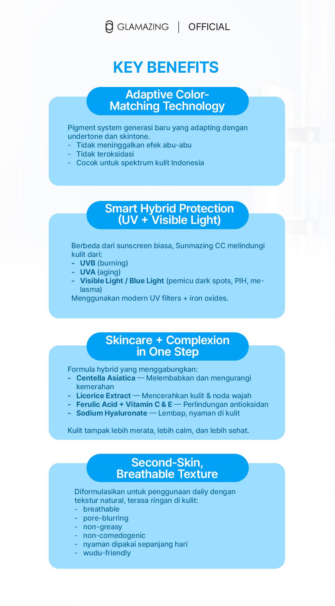 GLAMAZING - [NEW LAUNCHING] Sunmazing CC Tinted Sunscreen SPF 40 PA++++ dengan Ferulic Acid Vitamin C E Centella & Licorice Extract untuk Perlindungan UVA UVB dan Mencerahkan Kulit