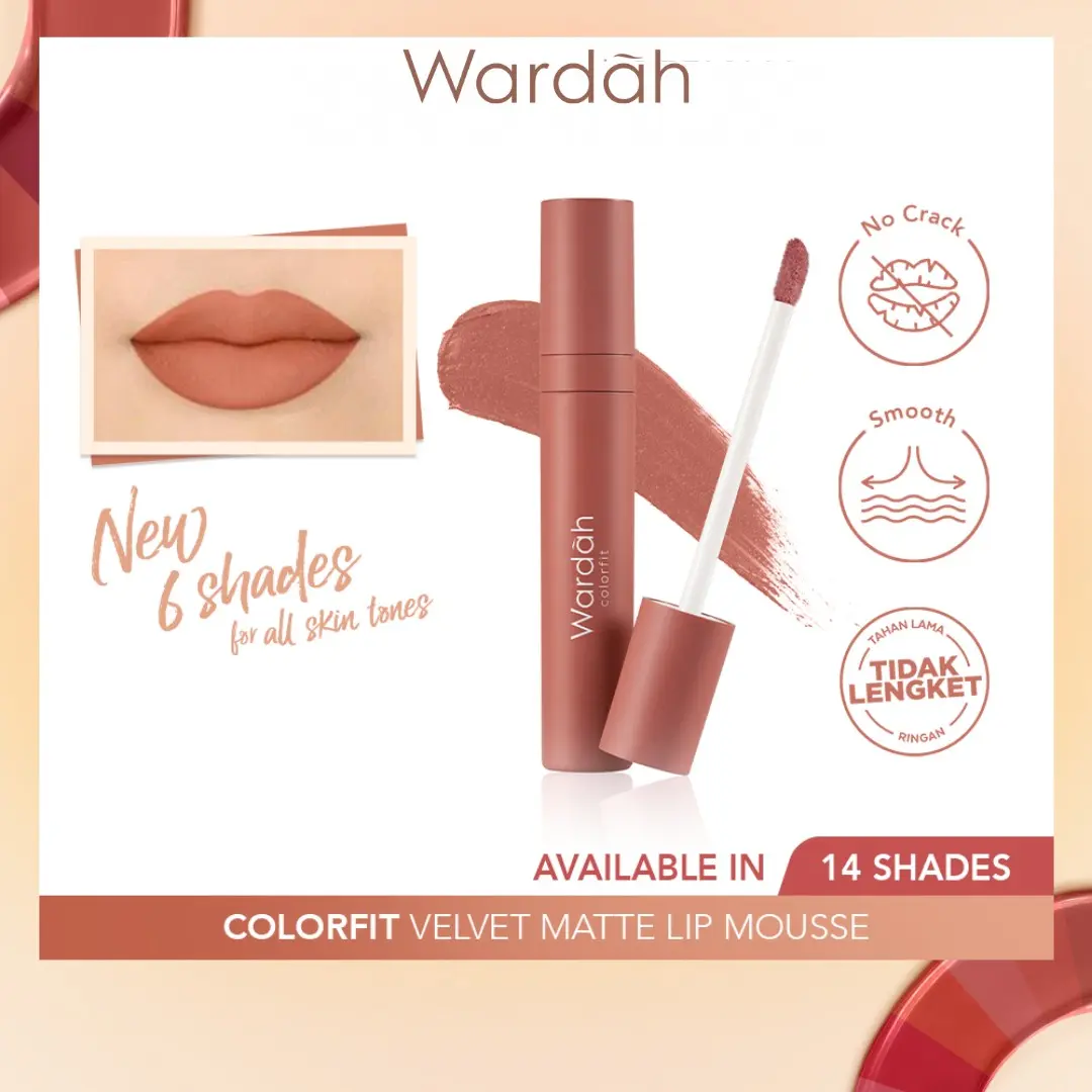 Wardah Colorfit Velvet Matte Lip Mousse Color Therapy / Lip velvet yang Tahan lama tidak mudah luntur.