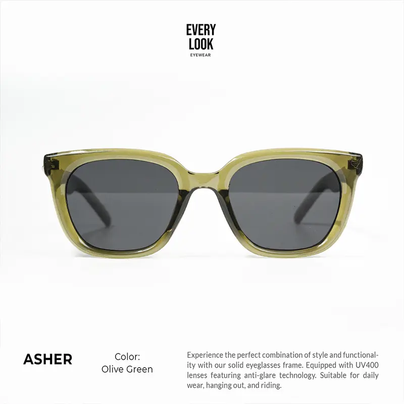 ASHER | Sunglasses Kacamata Gaya Hitam Anti UV Wanita Pria Retro Warna 3
