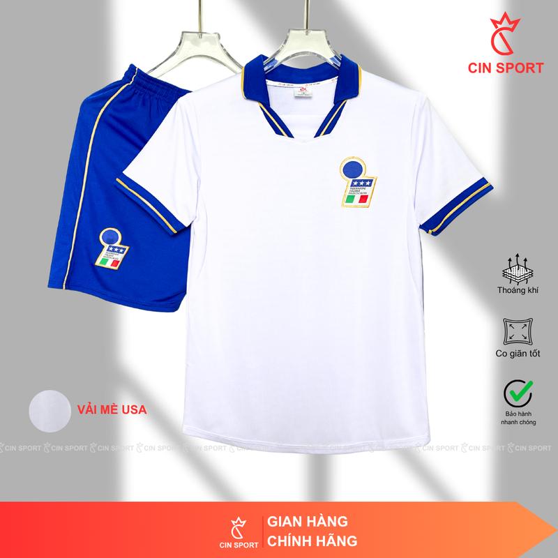 TOP QUẦN ÁO BÓNG ĐÁ RETRO ITALYA TRẮNG VẢI THUN MÈ COOL USA CAO CẤP KHÔNG XÙ KHÔNG PHAI.ÁO ĐÁ BANH NAM NỮ CIN SPORT Trang Phục