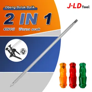 JLD Obeng Bolak Balik 4 Inch 2in1 Obeng Plus Min 2 Way Screwdriver Ujung Magnet Kuat Warna Random
