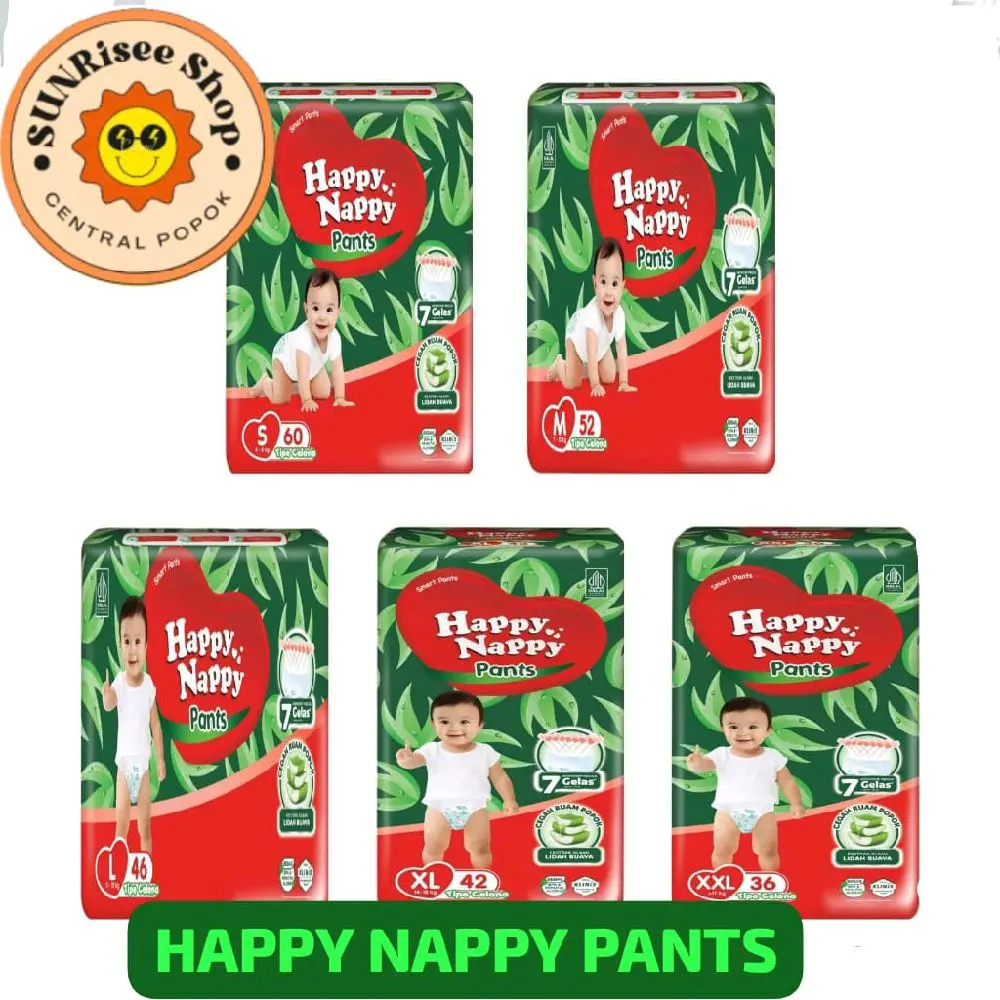 Happy Nappy Pants Jumbo S60 M52 L46 XL42 XXL36 Diapers Popok Bayi