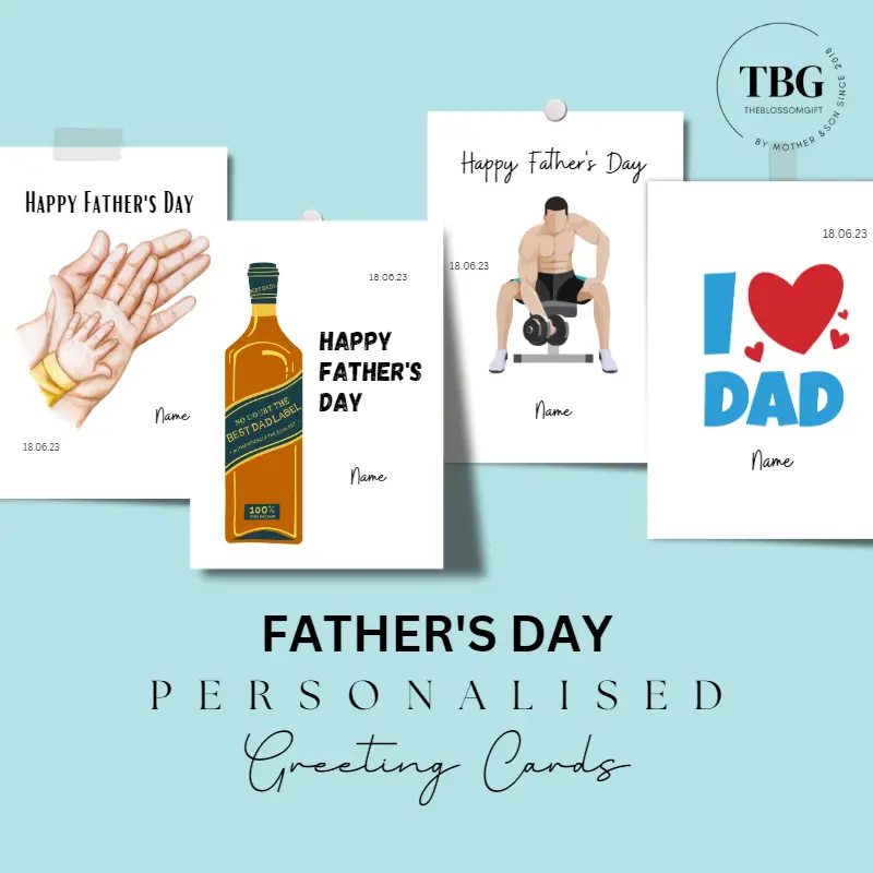 Happy Father's Day Personalised / Customized Greeting Cards (Many Design)