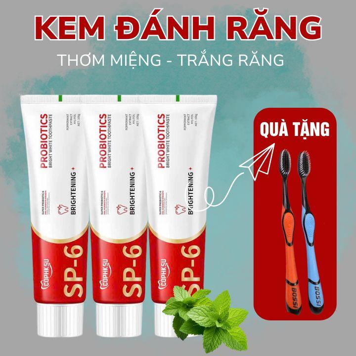   MUA 2 TẶNG 1 TẶNG 2 BÀN CHẢI ĐÁNH RĂNG  Kem đánh răng Probiotic SP6 làm trắng răng kem đánh răng loại bỏ mảng bám cho hơi thở thơm mát kem đánh răng êm dịu với nướu kem đánh răng tẩy ố vàng toothpaste kem đánh răng hoạt tính kem đánh răng 