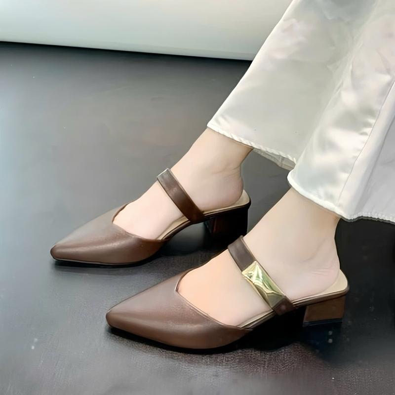  Guốc nữ cao gót  gót vuông tôn chân guốc sục mũi nhọn basic thời trang cao 3cm 