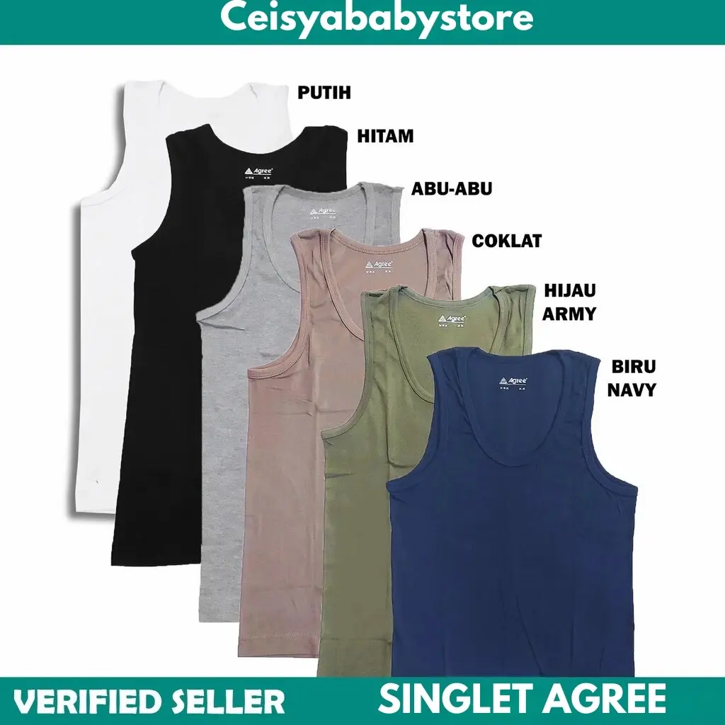 (3pcs)Agree Singlet Pria Dewasa SA004 / Kaos Dalam Pria
