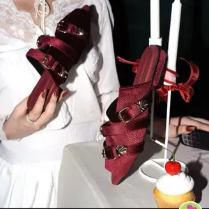 Best Seller.! AEIRAH.ID POSSIE Series - Aeirah.id  Shoes Wanita burgundy sandal Bahan Beludru Premium: lembut, ringan, dan tidak mudah kusam  Mudah Dipadukan: cocok untuk outfit casual, kerja, atau hangout