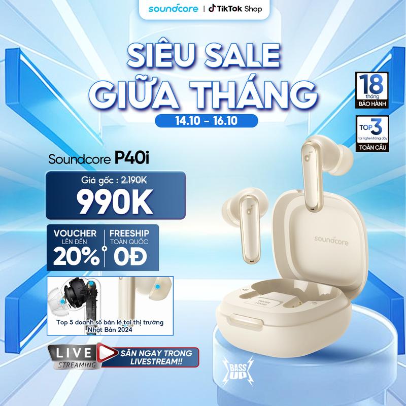 Tai nghe bluetooth Soundcore P40i | Chống ồn chủ động ANC | Pin siêu khủng | Đàm thoại vượt trội- Tai nghe không dây headphone chụp tai- Bảo hành 18 tháng- Hàng chính hãng