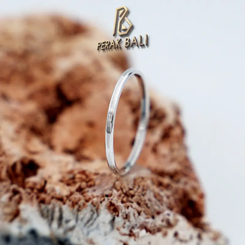 Cincin Simple Perak 925 Asli Cincin Wanita Minimalist Kotak Plain 3