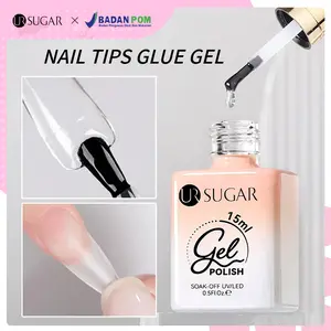 [BPOM]UR SUGAR Nail Tips Glue Gel Long Lasting 4in1 Multifunctional for Nail Tips 15ml Soft Gel Tips Gel Glue Base Top Coat UV/LED Nail Art