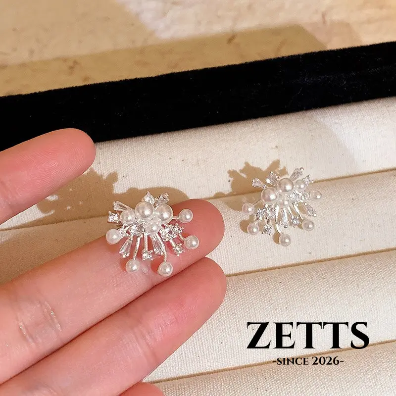 [Zetts] anting wanita motif kembang api hias berlian liontin rumbai aksesoris telinga serbaguna dipakai sehari hari E540