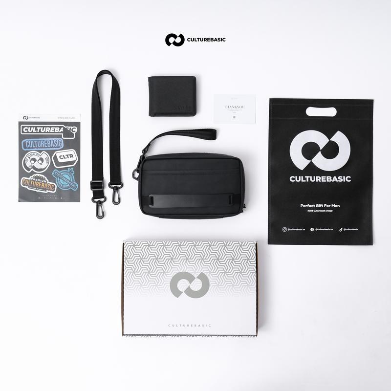 Culture Basic | All Waistbag/Clutchbag Bundling Include Soft Box ( Waistbag/Clutchbag + Dompet + Soft Box ) Tas Selempang Pinggang Pria | Handbag Waterproof 0
