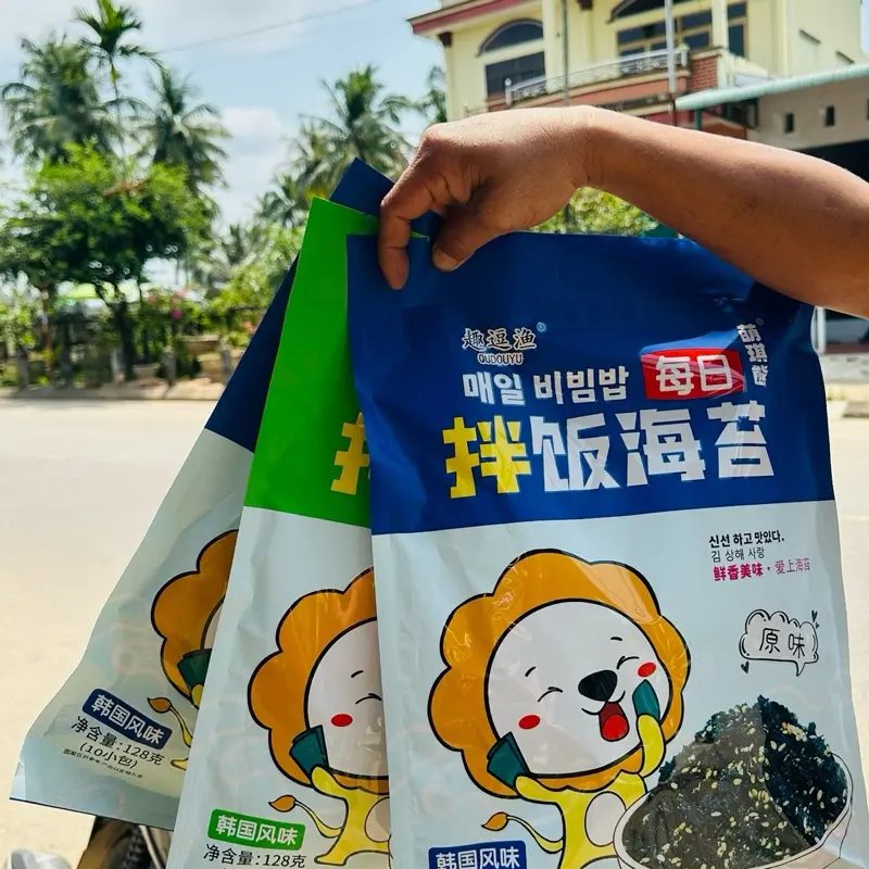 Combo 3 gói rong biển trộn cơm, rắc cơm cho bé mix 2 vị mã Sư Tử (30 gói nhỏ bên trong) mỗi gói lớn 128g