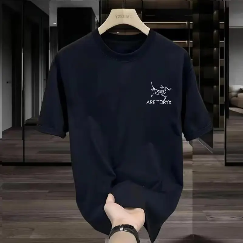 Short Sleeve T-shirt Men's Fashion Brand Summer Loose Half Sleeve 2024 New Internet Hot Fashionable Ins Simple Printed Top