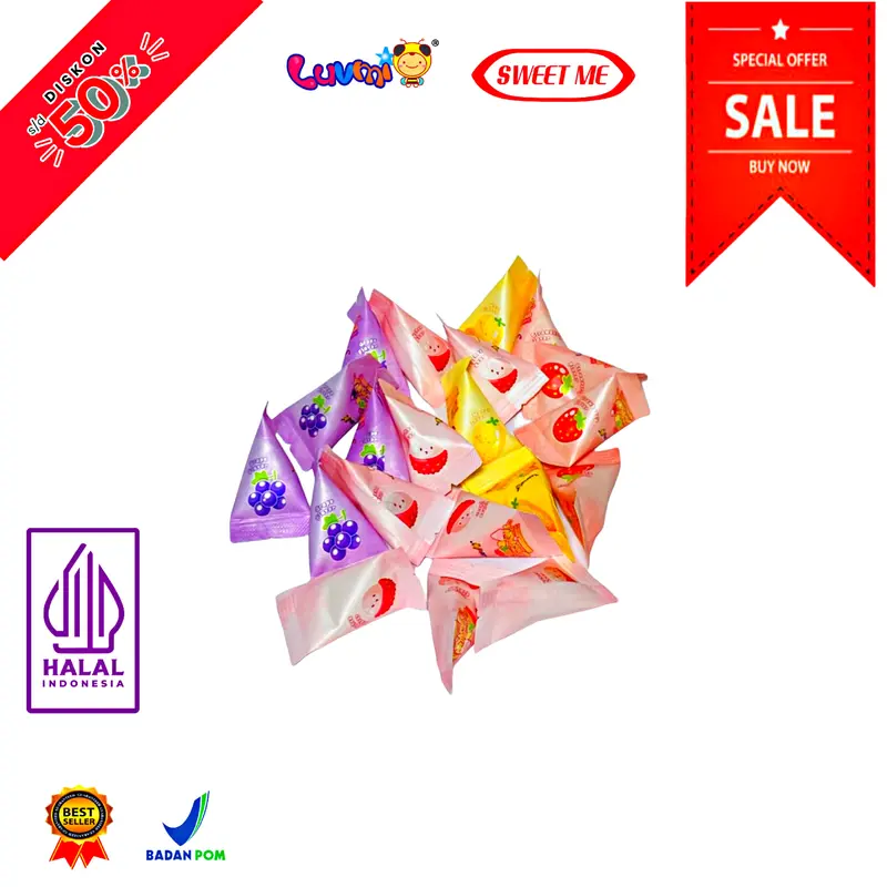 [ LUVMI ] JELLY SEGITIGA ANEKA RASA  | JELI AGAR ANEKA RASA | MANGGA | JERUK | NANAS | ANGGUR | BLUBERI | STROBERI | LECI  | VIRAL  | JELI 200G 6