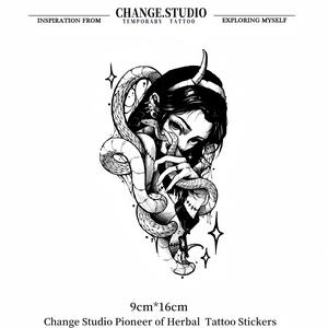 รอยสักชั่วคราว ดีไซน์ผู้หญิงงู ติดทนนาน 15 วัน กันน้ำและทนต่อการสะท้อนแสง สติ๊กเกอร์รอยสัก