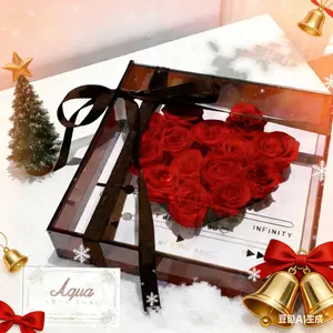 Kotak Musik Akrilik Mawar Abadi - Buket Bunga Hati Estetik untuk Pasangan, Hadiah Romantis Hari Perempuan/Ibu/Valentine! Kado Spesial Dekorasi Mewah Aromaterapi