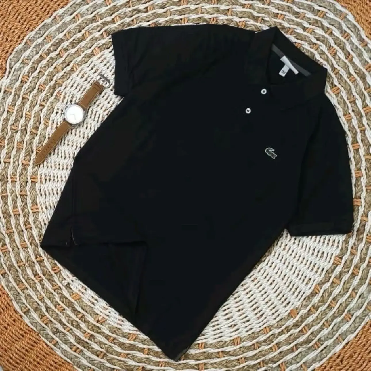 Kaos Kerah Pria Lengan Pendek / Atasan Pria Terkini / Baju Pria Bahan Katun Warna Hitam  Putih Polo Distro Cowok Dewasa Motif