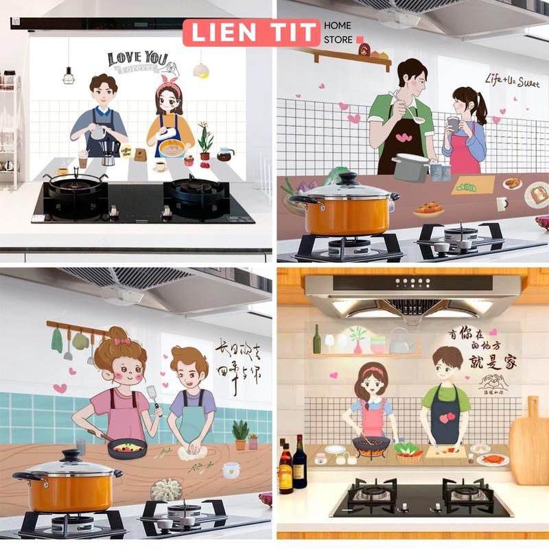 Giấy Dán Bếp 60 x 90cm Chống Dầu Mỡ Chịu Nhiệt Tốt Decal Dán Tường Tranh Dán Bếp Decor Phòng Bếp