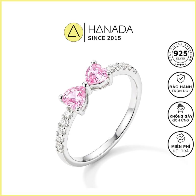 Nhẫn Bạc 925 HANADA Nơ Đính Đá, Nhẫn Đính Đá Sang Trọng Đi Tiệc [BẢO HÀNH