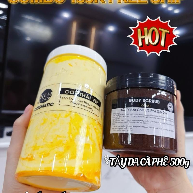  Combo 1 Hủ Kem Cốt Thái Vip 1Kg + Tặng Kèm 1 Hủ Tẩy Da Chết Cà Phê Sữa Dừa 500g - Dưỡng Body 
