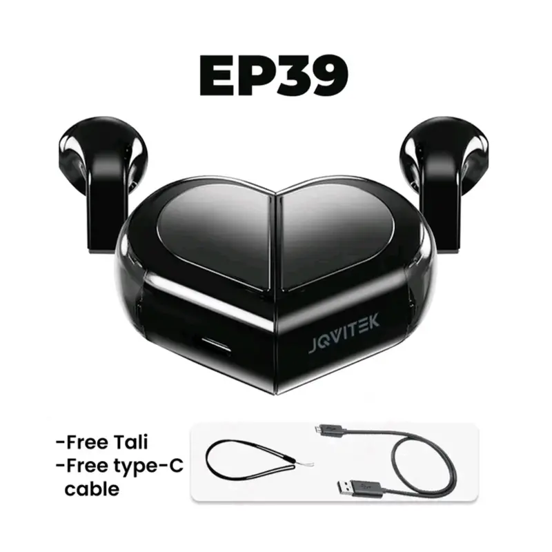New Design Two Ways Model Earphone Headset Bluetooth Ep39 Loves Heart Pink Touch Control Hi-Fi Sound Headphone 2