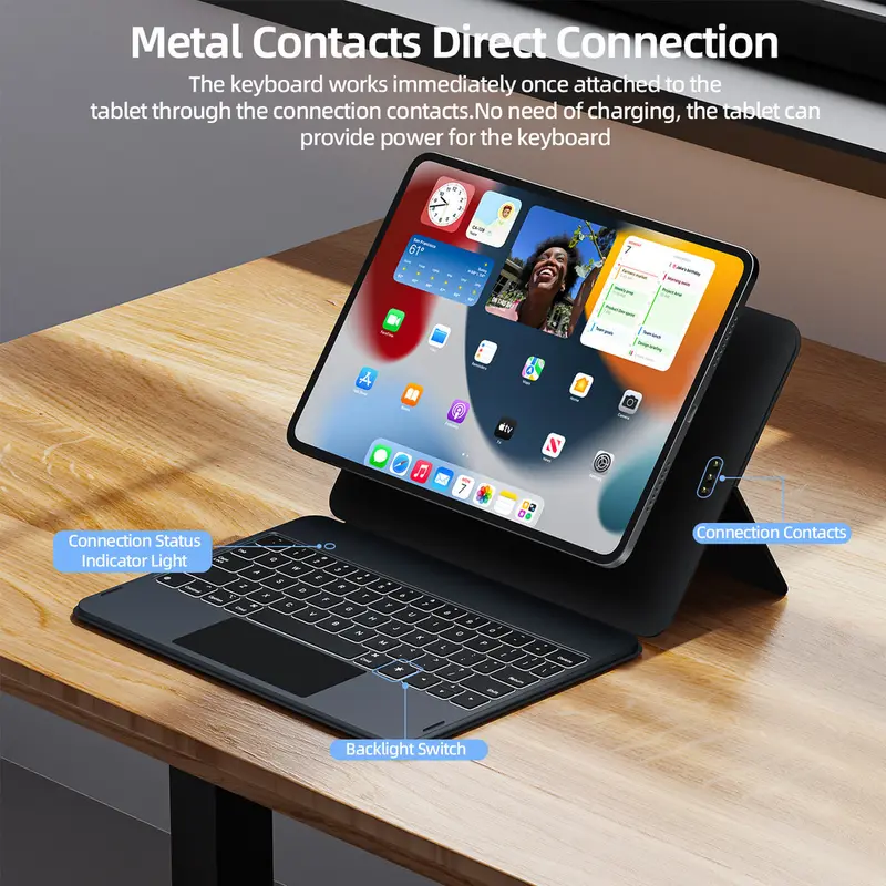 GOOJODOQ Protective Case and Keyboard Adjustable Angle Multifunctional Backlit Keyboard Waterproof and Stain Proof 6