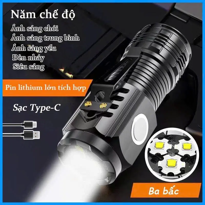 [ HÓT HÓT HÓT ] ĐÈN PIN 3 MẮT SIÊU SÁNG NHIỀU CHẾ ĐỘ NHỎ GỌN TIỆN LỢI
