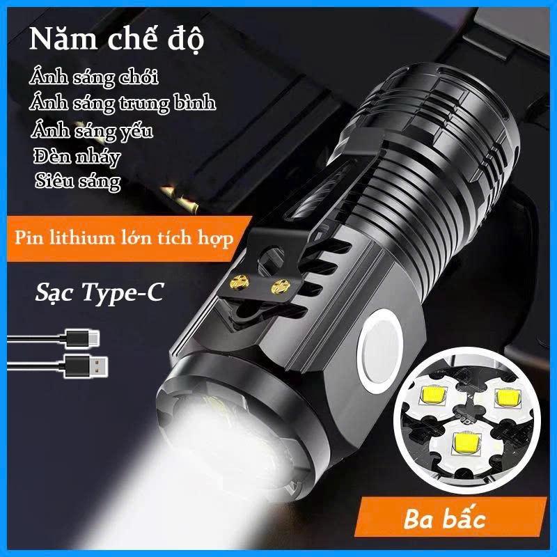 ĐÈN PIN 3 MẮT SIÊU SÁNG NHIỀU CHẾ ĐỘ NHỎ GỌN TIỆN LỢI