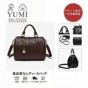 【1年保証】YUMI BAG STUDIO 2025年新作 レディース 枕型バッグ モカブラウン 26×19×16.5cm シンプル配色 大容量 軽量 通勤 通学 お出かけ 旅行 おしゃれ 上品 PUレザー 自立型 2WAY ハンドバッグ 秋冬新作